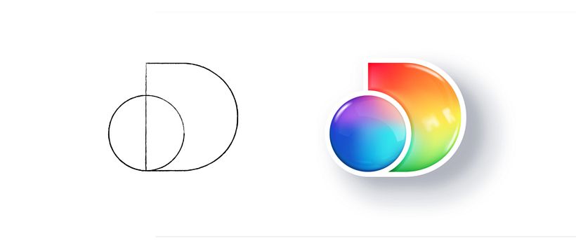Sketch for the new discovery+ logo. Credit: Chermayeff & Geismar & Haviv