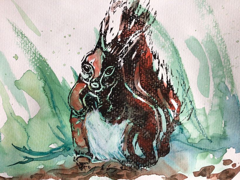 Squirrel mixed media