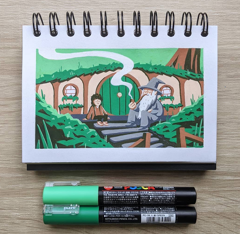 Adicione profundidade às suas ilustrações ao usar cores mais escuras para sombras e o marcador branco para os realces