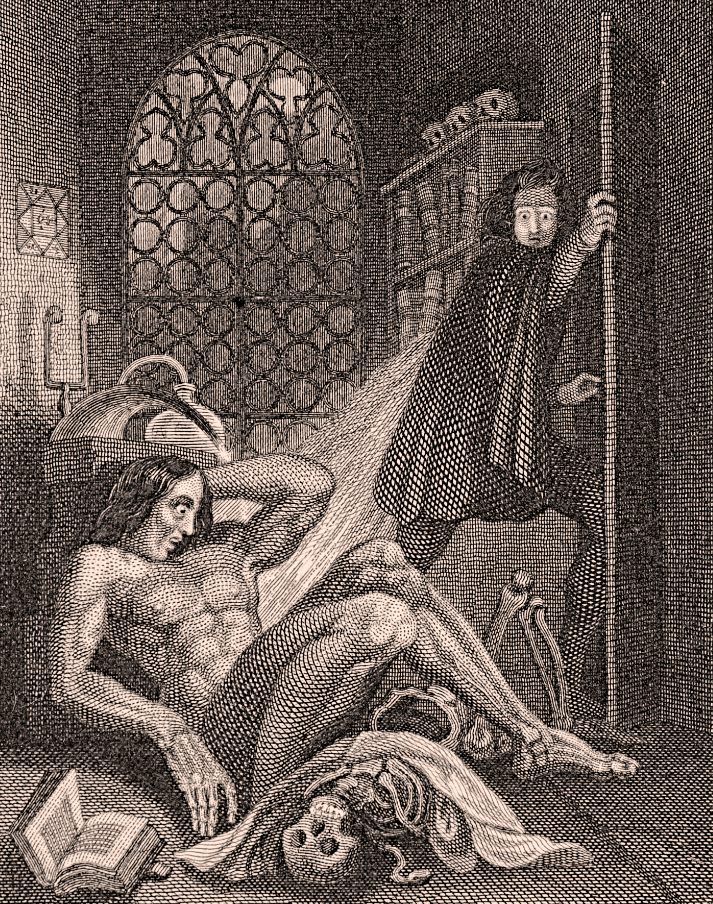 Illustration for the novel 'Frankenstein', by Theodor von Holst (1831)