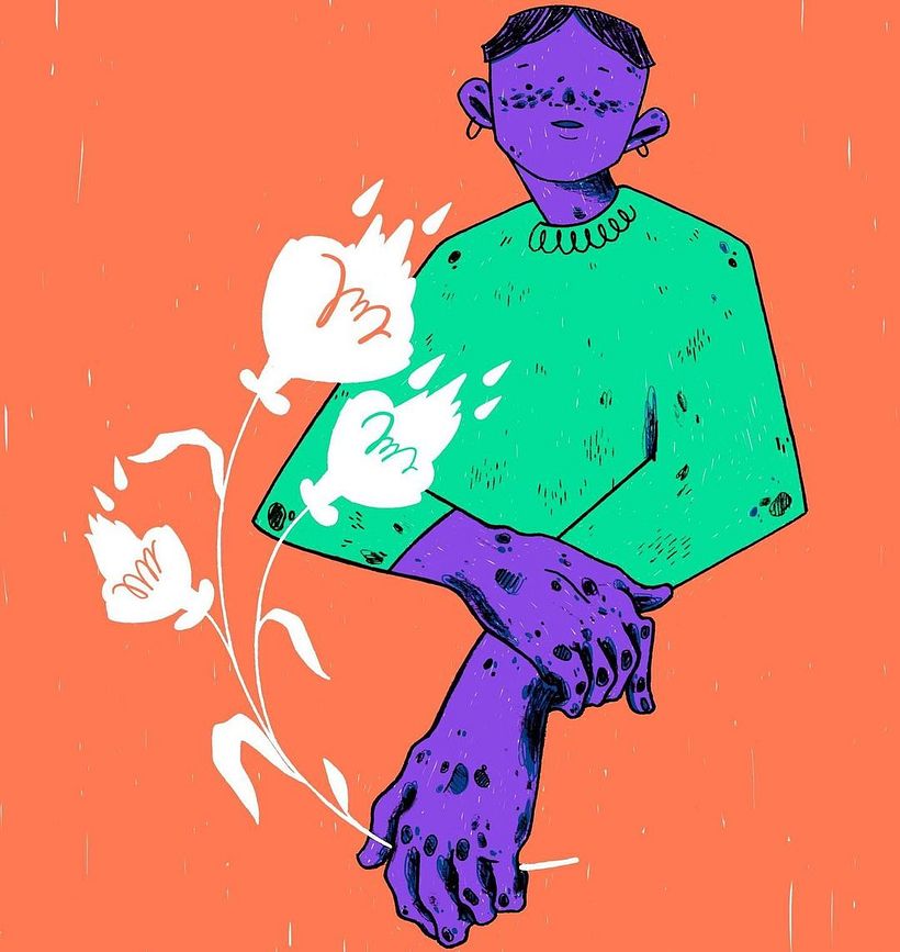 Mariana cria ilustrações de cores contrastantes e encantadoras.