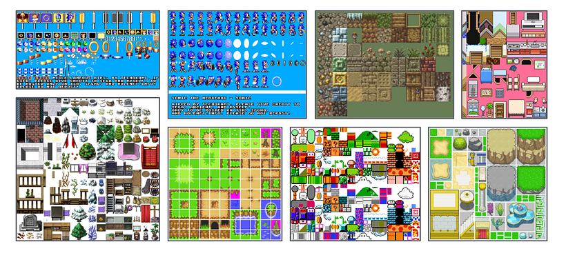 Ejemplos de "tilesets" de videojuegos.