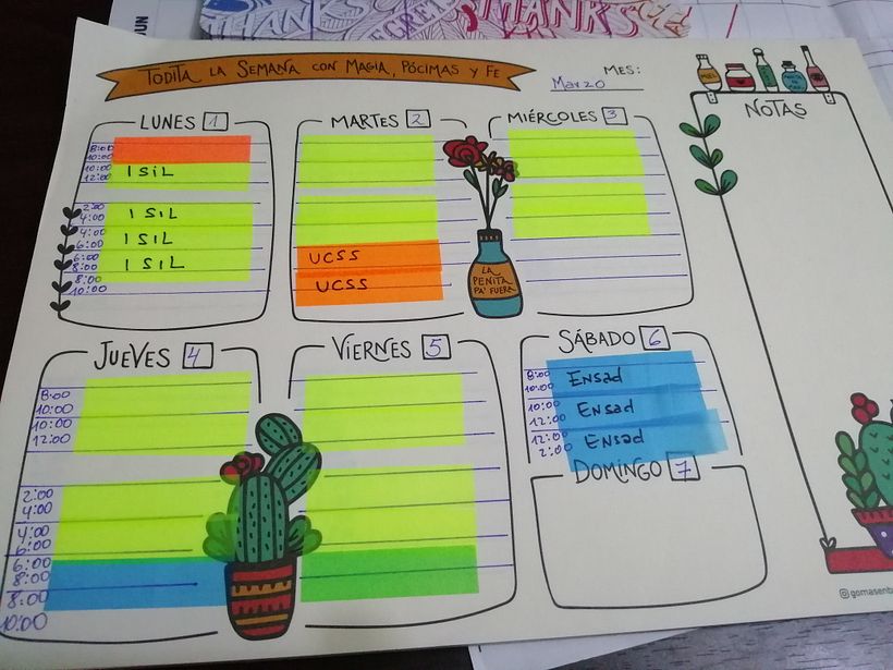 Semanal...cada color representa una labor
