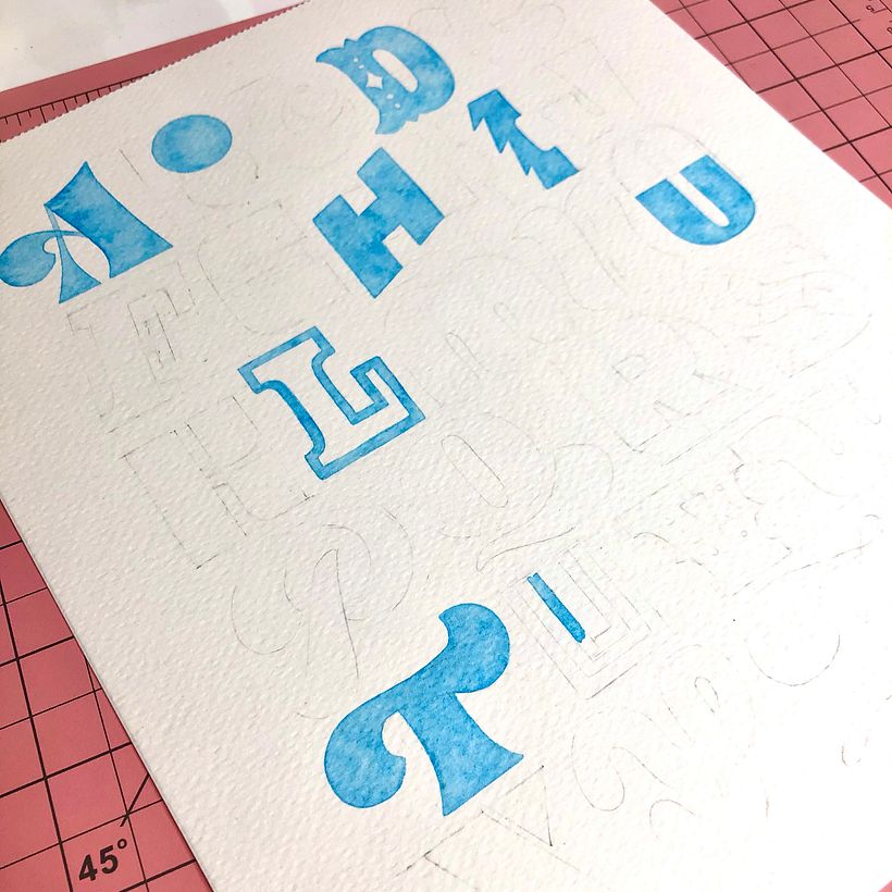 ABC - Dibujar diferentes clases de letras como método creativo. - Huruf