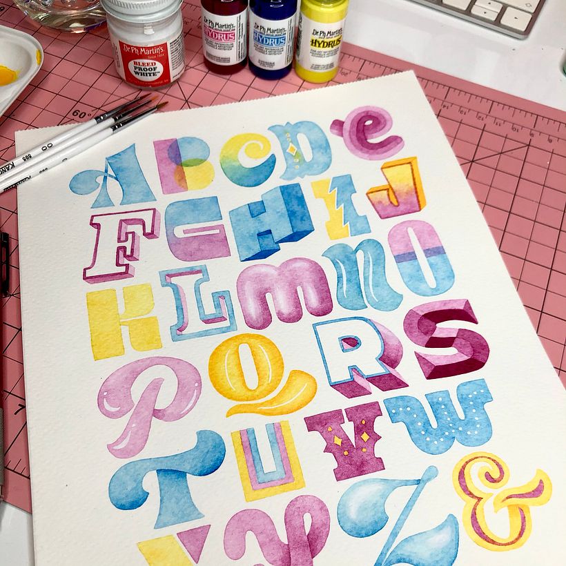 ABC - Dibujar diferentes clases de letras como método creativo. - Huruf