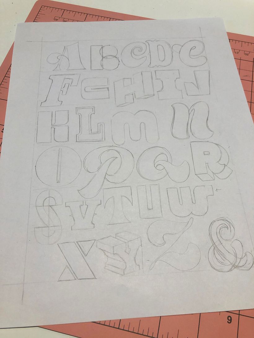 ABC - Dibujar diferentes clases de letras como método creativo. - Huruf