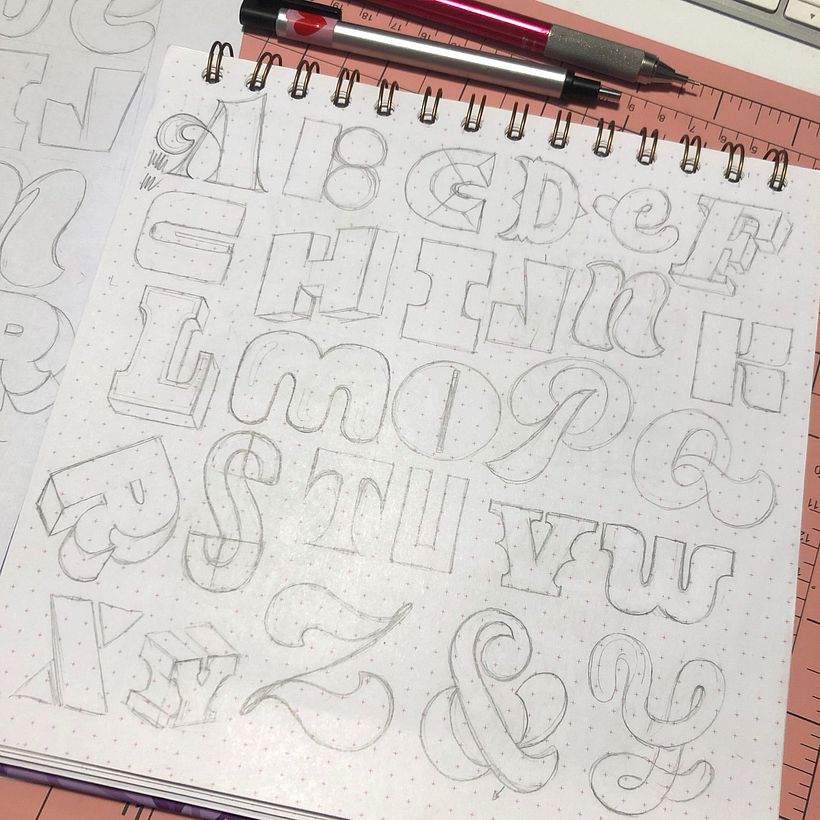 ABC - Dibujar diferentes clases de letras como método creativo. - Huruf