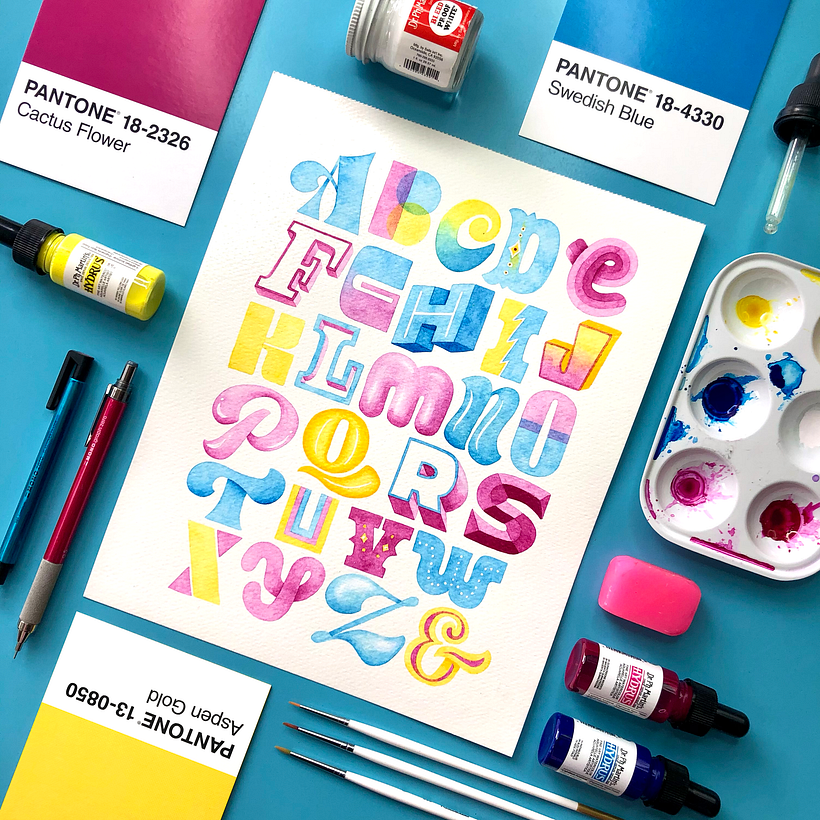 ABC - Dibujar diferentes clases de letras como método creativo. - Huruf