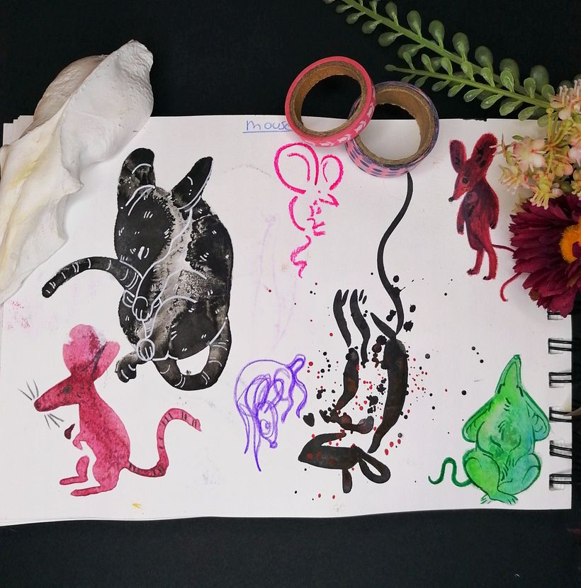 Studies of mediums and paint during the course