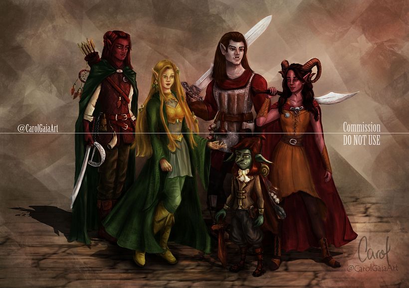 Dungeons and Dragons party - character design and illustration