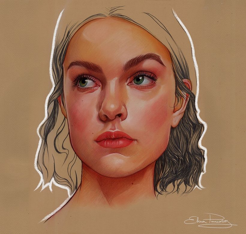 Damos mas profundidad al retrato con el lápiz y añadimos detalles.