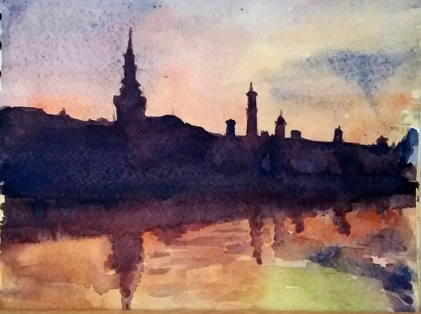 Atardecer - Pittura ad acquerello