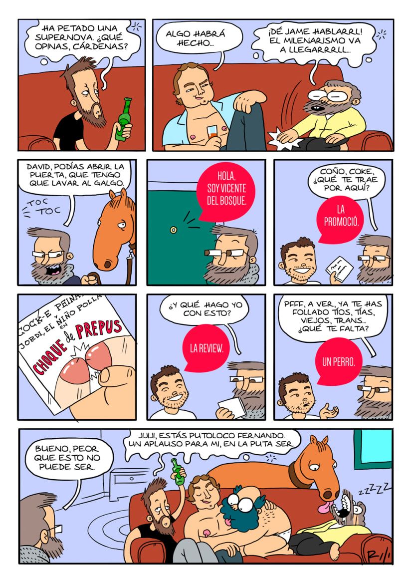 El sentido de humor de La vida moderna se traslada al cómic. 