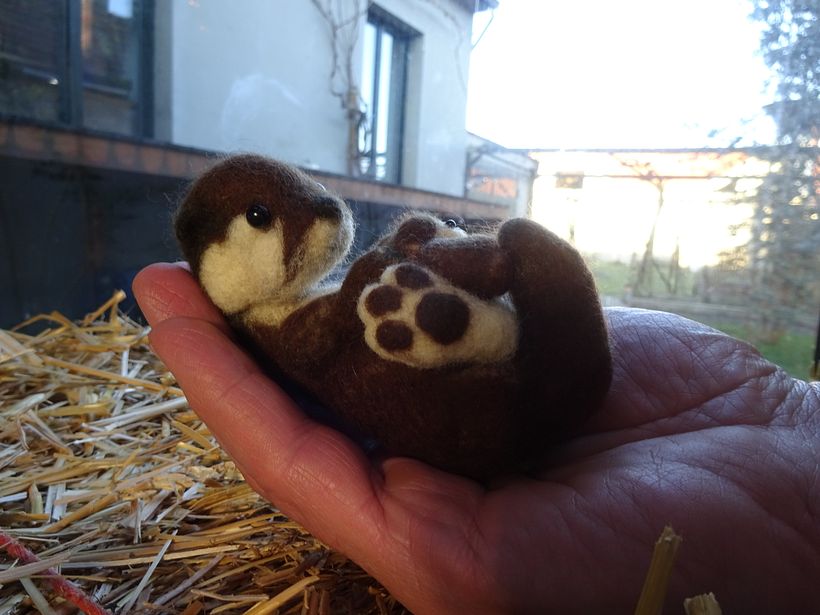My project in Needle Felting: Otter with a baby otter 0