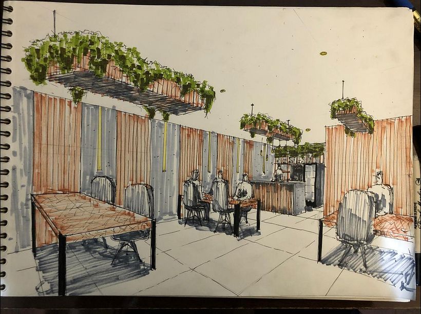 My Bistro's project in Introduction to Freehand Architectural Design course 0