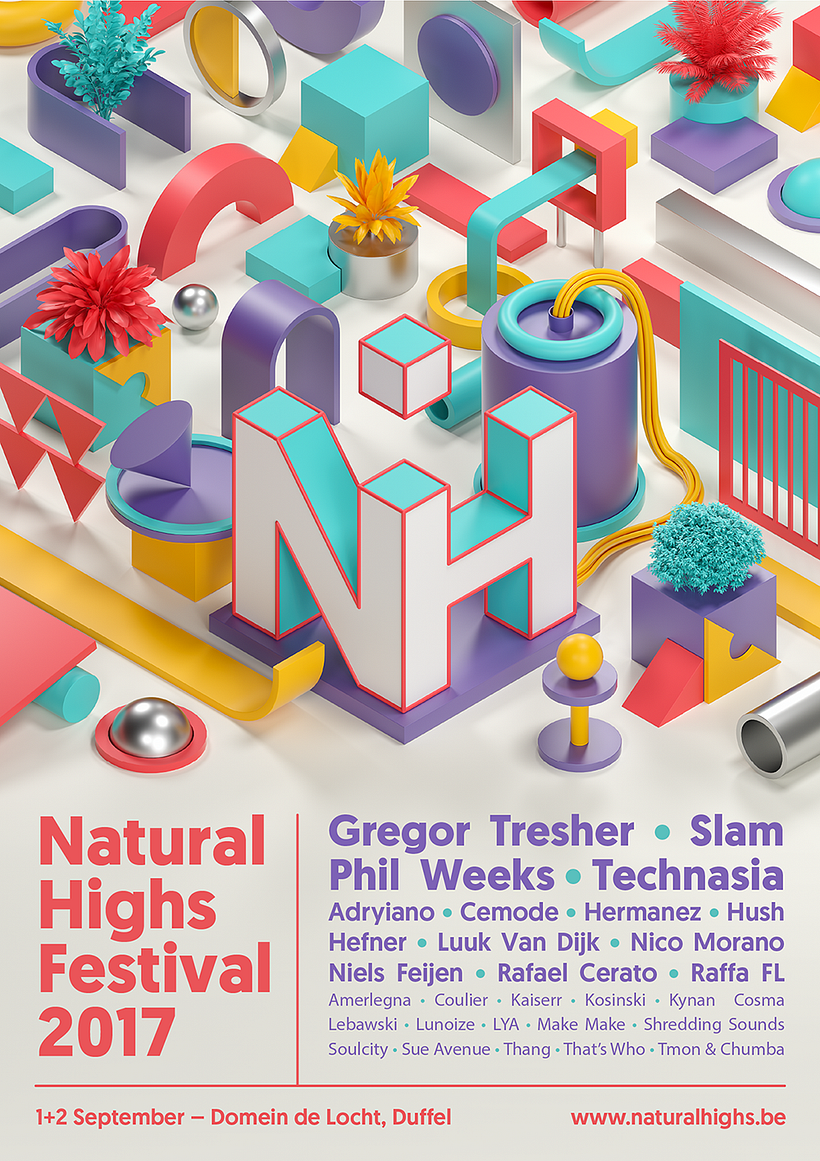 Pôster criado por Serafim Mendes para o Natural Highs Festival 2017