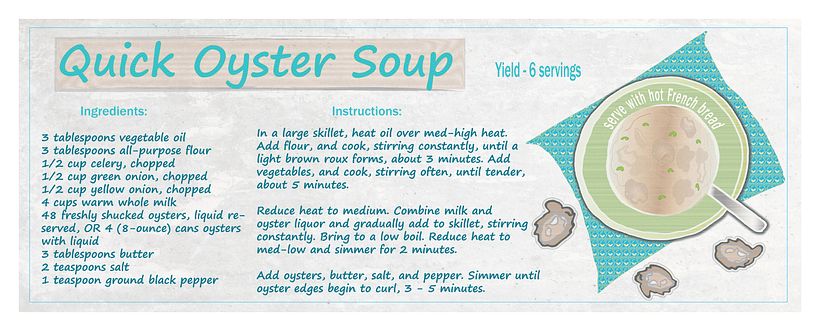 Quick Oyster Soup - Version Two for They Draw and Cook's website 