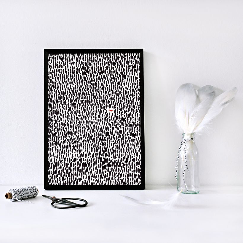 A poster designed by me using only a Japanese brush pen. The fox was added afterwards in Illustrator.