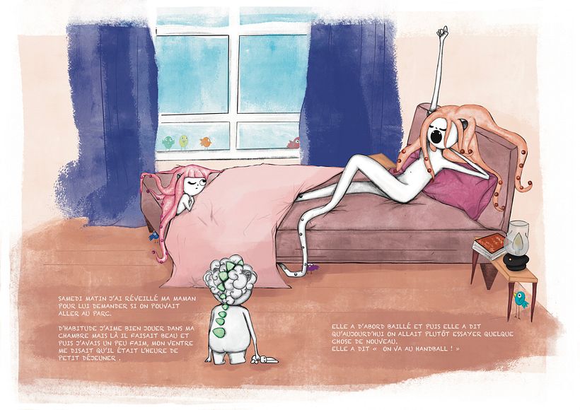 Test de la page 1 ( qui sera finalement la page 2 ) d'un projet de livre pour enfant