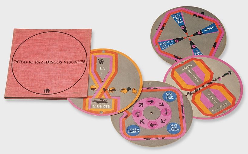 Realizó el arte de los discos visuales de Octavio Paz.