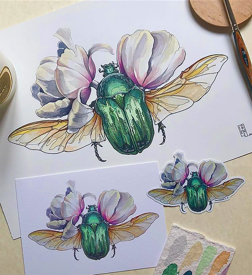 Irene Meniconi combines watercolor with bold pen strokes.