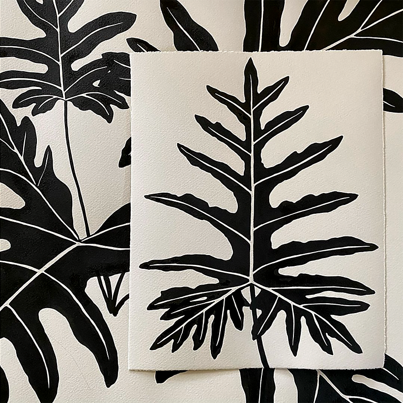 Jenny K creates patterns with stamps and shapes.