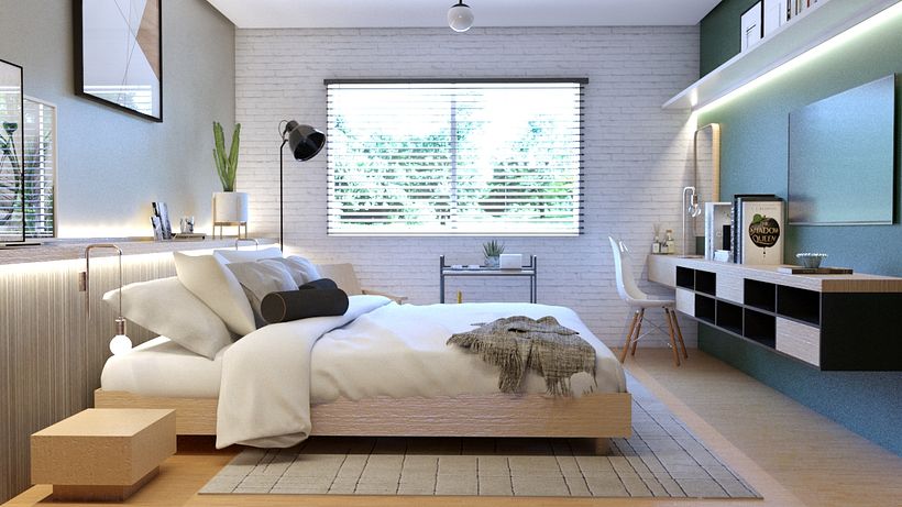 Contemporary Stile Young Couple´s Bedroom Design in São Paulo