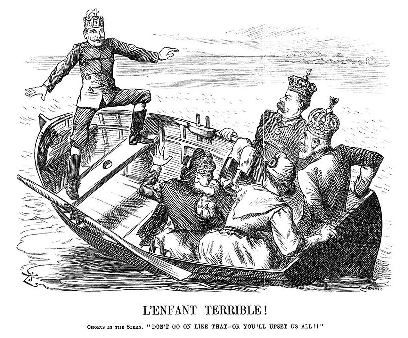 ‘L'enfant Terrible’ critica a monarquia europeia. John Tenniel para a revista Punch (1890)