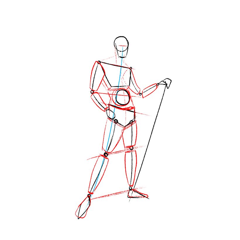 Volume and basic/rough shapes to use as reference for the body sketch.