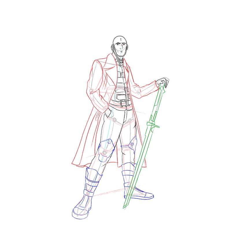 I added clothes into the body sketch using visual references (Check references at the bottom of the post)