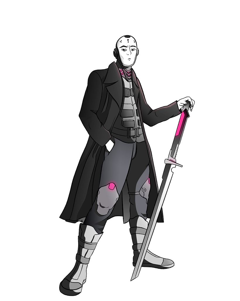 Soft shading and lightening using the gradient tool all over the character to add more dynamism.