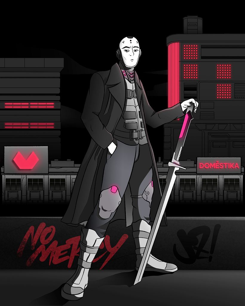 Details and FX's added in magenta to keep the color balance and also increase the points of contrast.