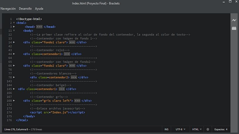 El html me llevó 176 lineas