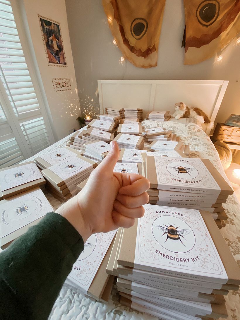 One of the embroidery kits sold by Emillie Ferris.