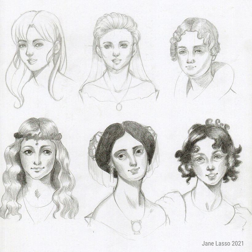 Estudios de retratos a lápiz  0