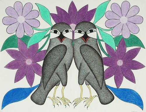 Sin título, Kenojuak Ashevak, 2009. Grafito, lápices de colores y pluma Pentel. Cortesía de Dorset Fine Arts.