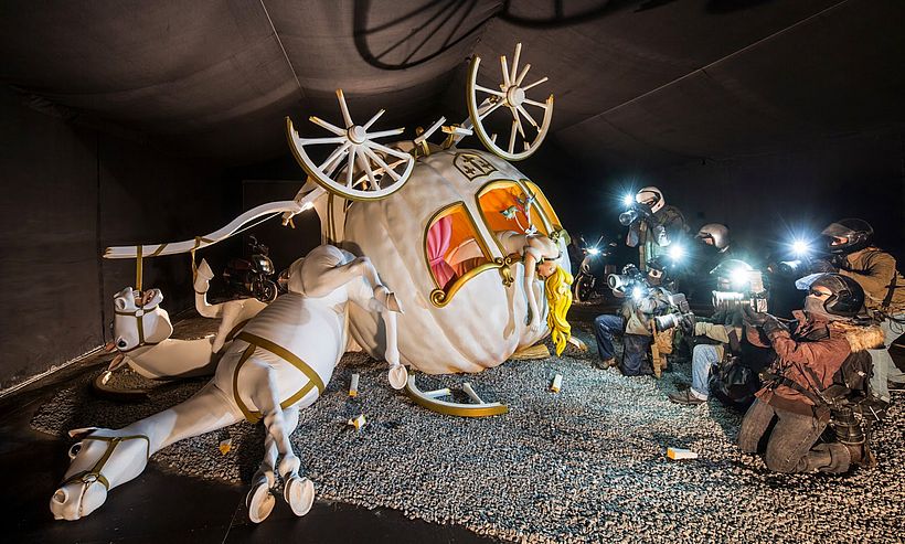 Banksy's "Dismaland," a pop-up art exhibition in the form of an apocalyptic theme park