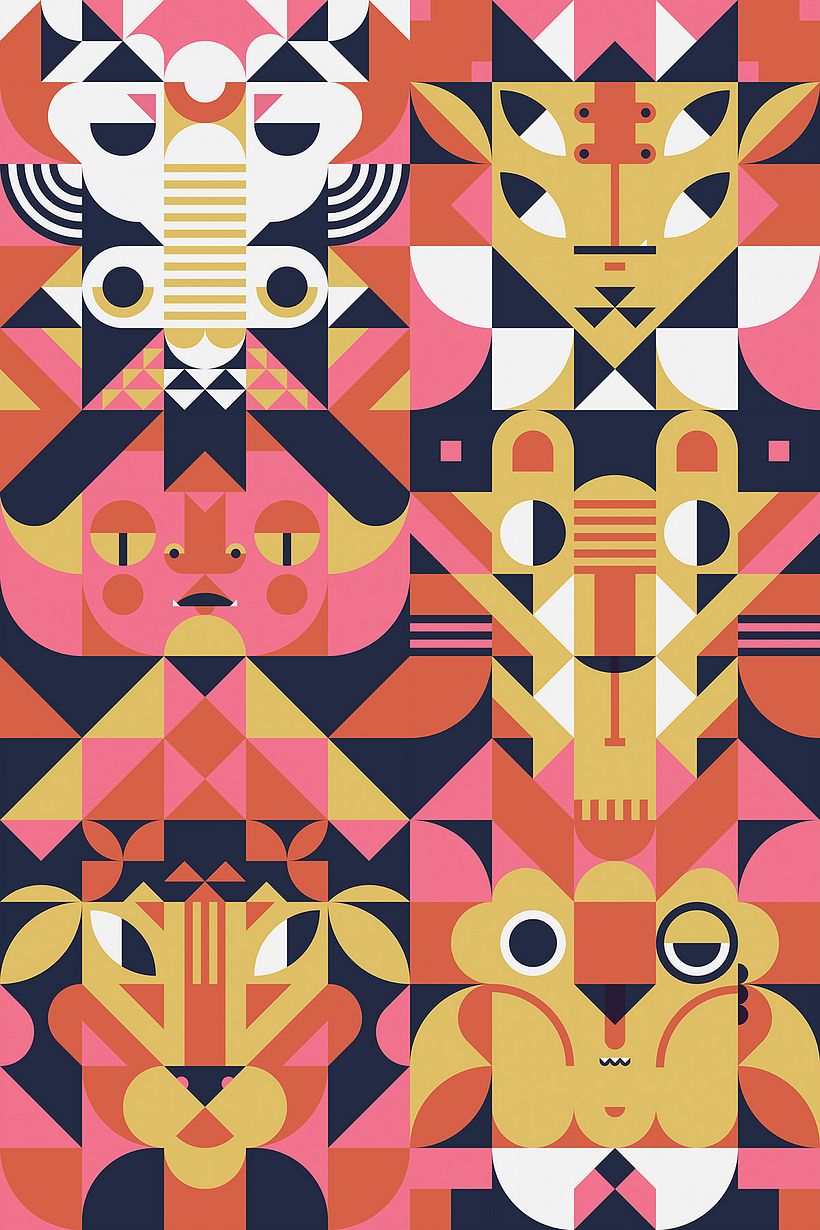 Geometrical patterned characters 0