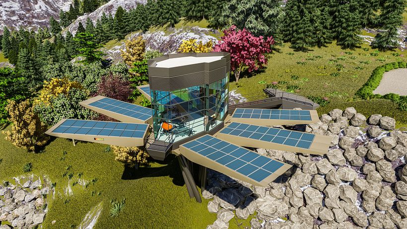 Futuristic Sustainable Mountain Pod - Architecture