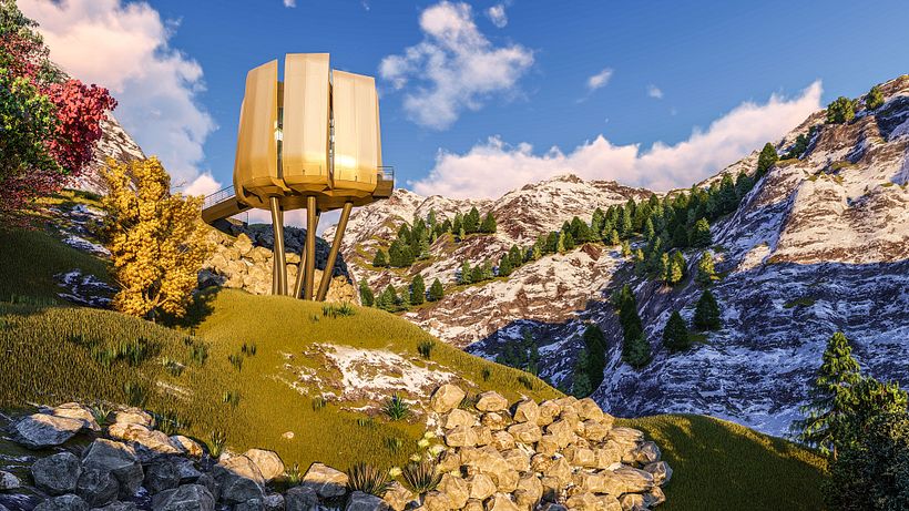 Futuristic Sustainable Mountain Pod - Architecture
