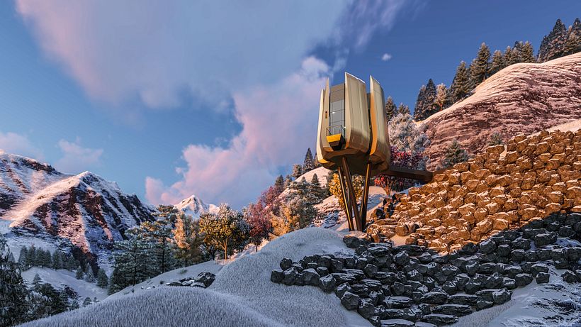 Futuristic Sustainable Mountain Pod - Architecture