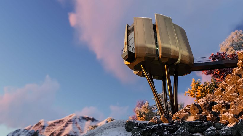 Futuristic Sustainable Mountain Pod - Architecture