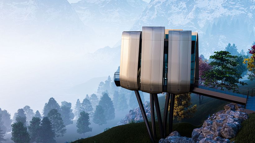 Futuristic Sustainable Mountain Pod - Architecture