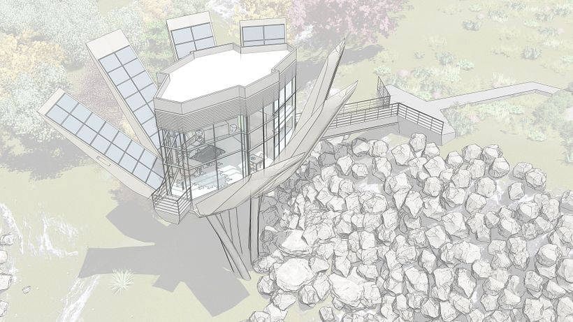Futuristic Sustainable Mountain Pod - Architecture