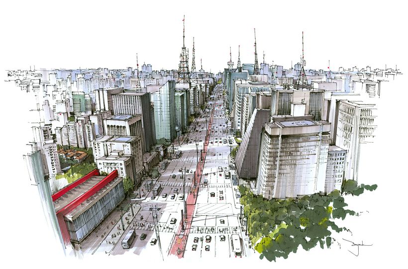 Sao Paulo - Avenue Paulista / marqueurs artistiques
