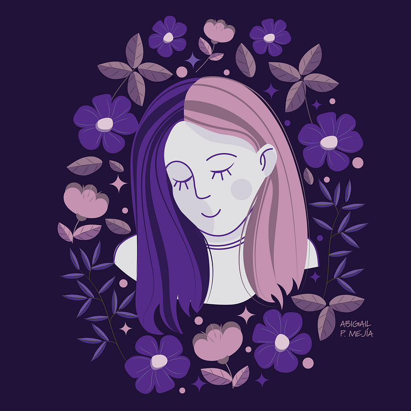 Mi Proyecto del curso: Retrato ilustrado con elementos botánicos 1