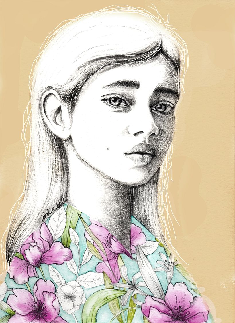 Dibujo terminado y luego editado en Photoshop,como marca personal le puse los dos lunares que tengo yo.