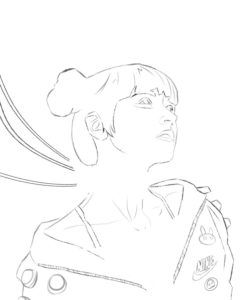 Primeiro fiz o esboço