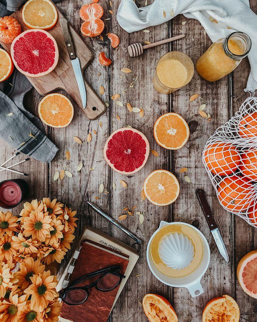 Composición flat lay de cítricos - Fotografía con móviles