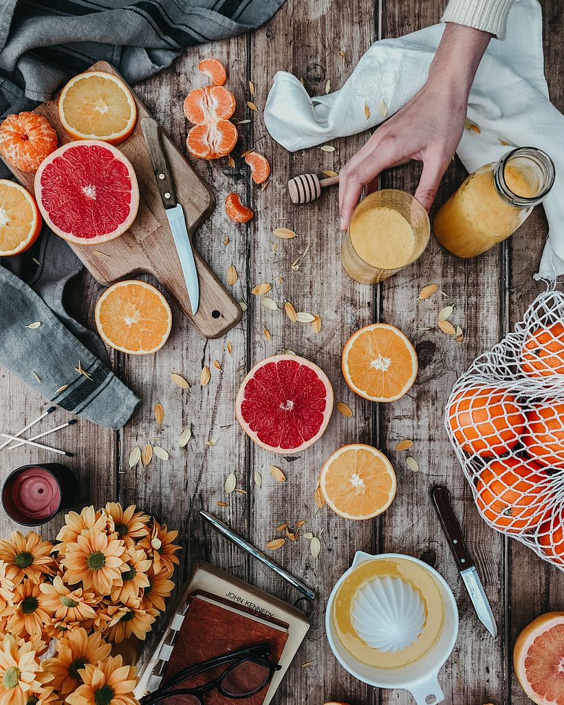 Composición flat lay de cítricos - Fotografía con móviles